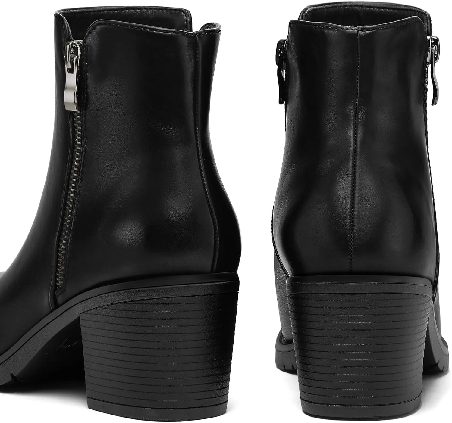 mysoft Women's Ankle Boots Low Chunky Stacked Heel Booties With Side Zipper