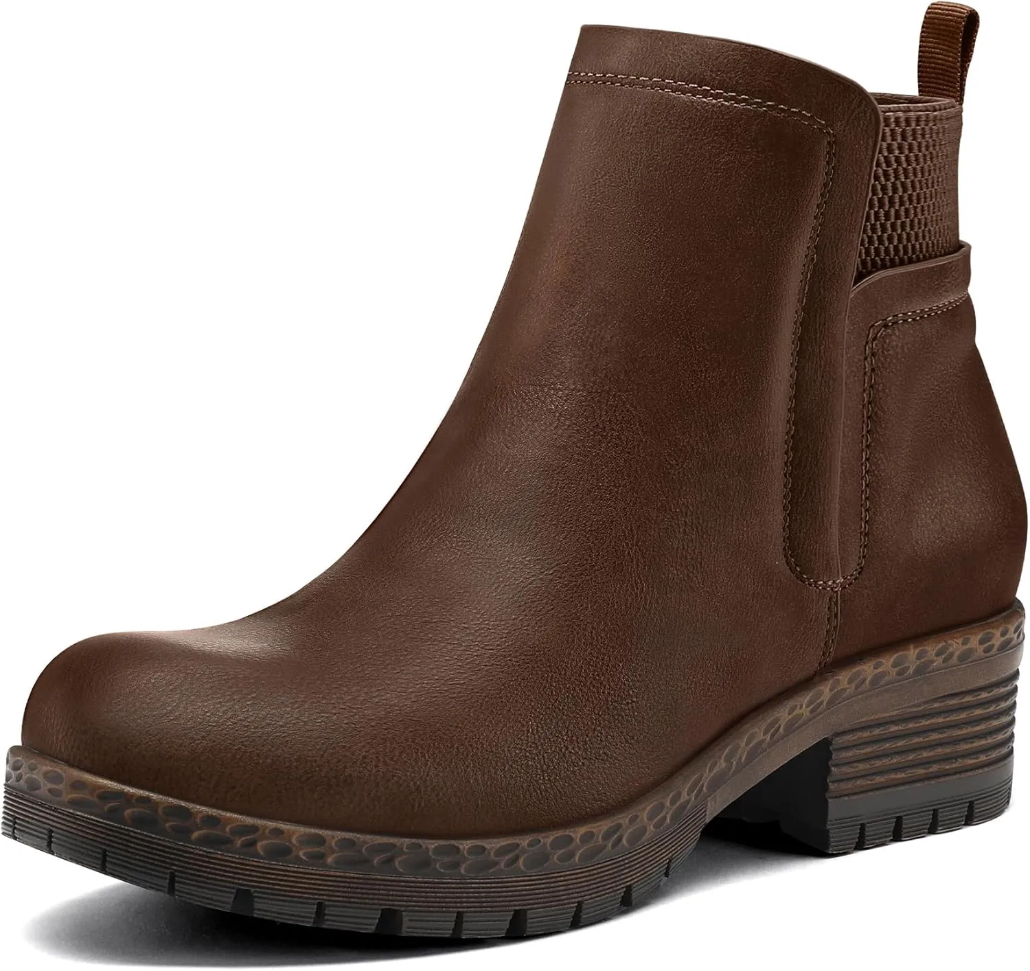 mysoft Women's Elastic Gore Lug Sole Chelsea Boots Slip On Platform Chunky Heel Ankle Booties