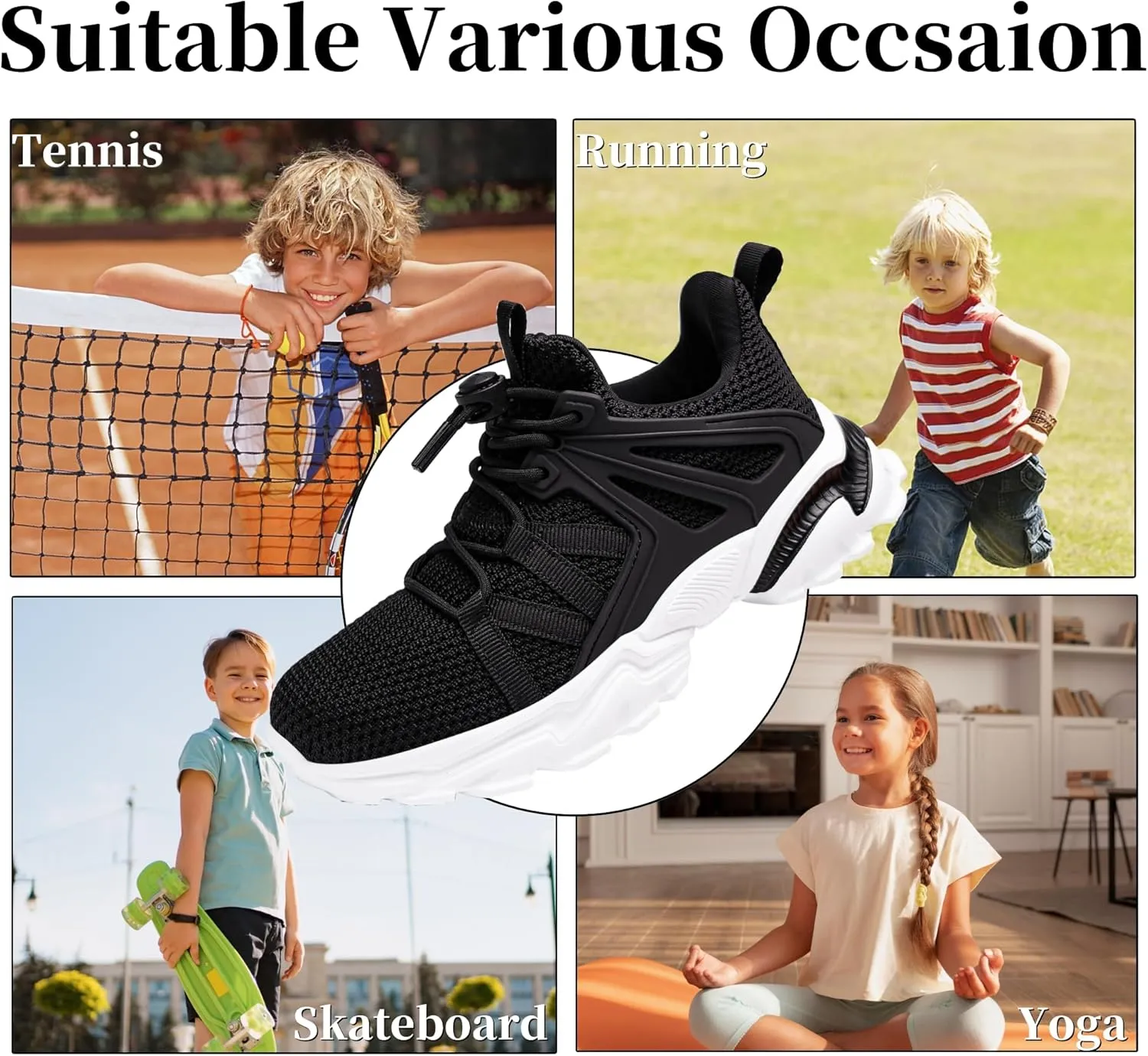 Nihaoya Boys Girls Sneakers Kids Tennis Shoes Lightweight Breathable Mesh Walking Running Shoe for Toddler/Little Kid/Big Kid
