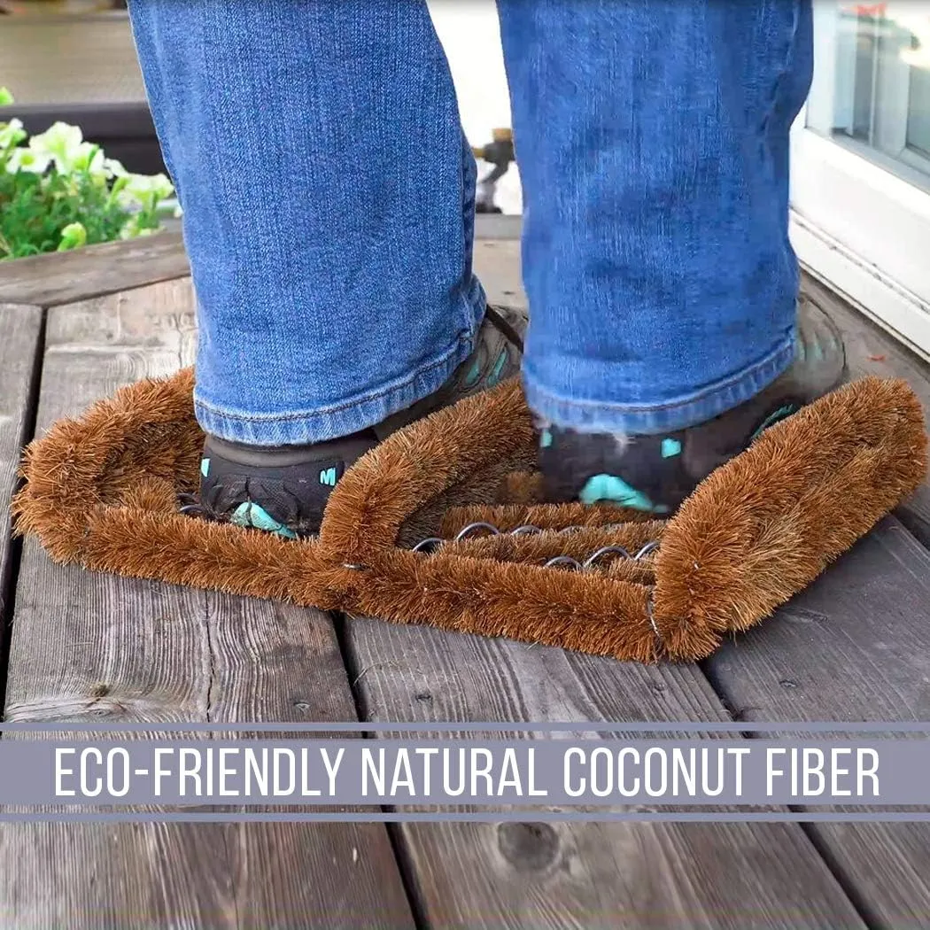 NINAMAR Natural Coir Boot Scraper Door Mat - 13 x 12 inch - 2 Pack