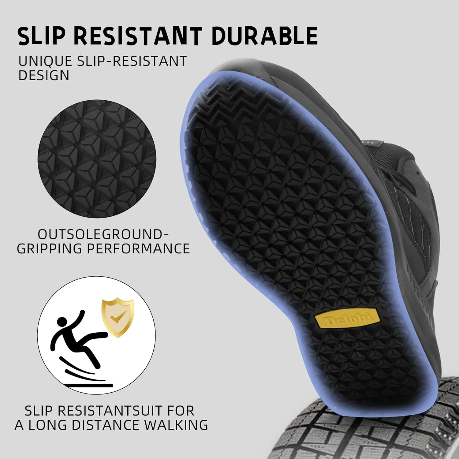 Non Slip Work Boots for Men Shoes Slip on Waterproof Slip Resistant Boots Kitchen Chef Restaurant Walking Sneakers Comfortable Food Service Working Footwear Leather