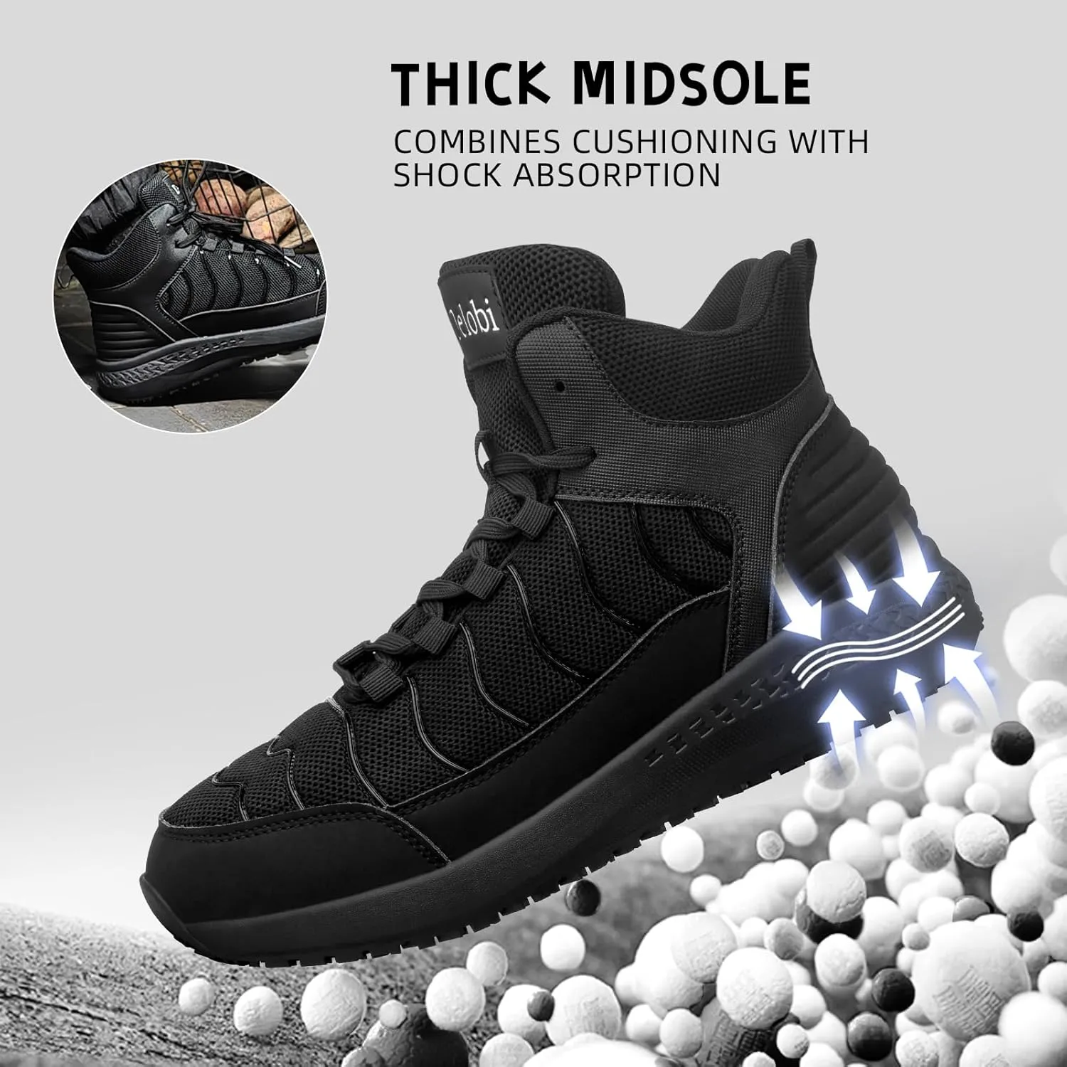 Non Slip Work Boots for Men Shoes Slip on Waterproof Slip Resistant Boots Kitchen Chef Restaurant Walking Sneakers Comfortable Food Service Working Footwear Leather