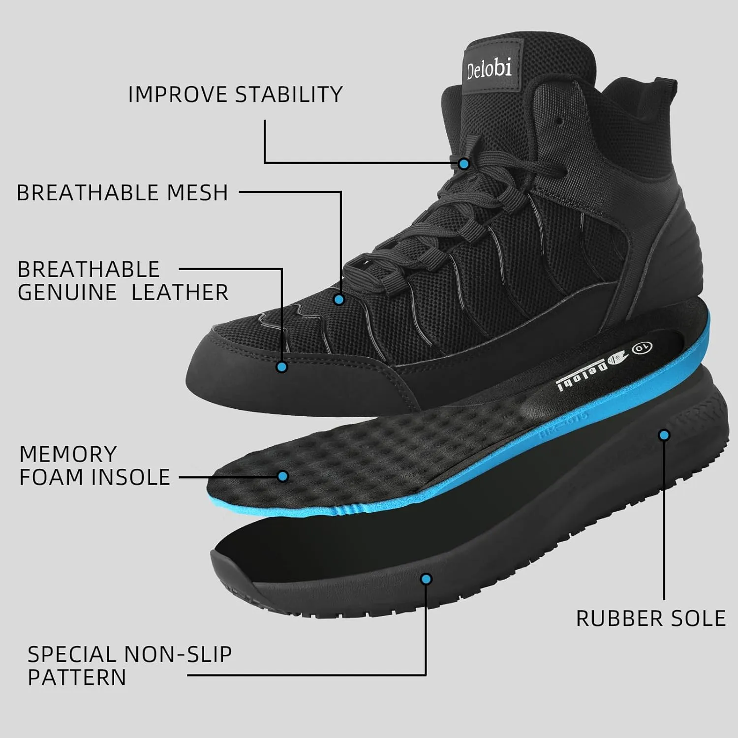 Non Slip Work Boots for Men Shoes Slip on Waterproof Slip Resistant Boots Kitchen Chef Restaurant Walking Sneakers Comfortable Food Service Working Footwear Leather