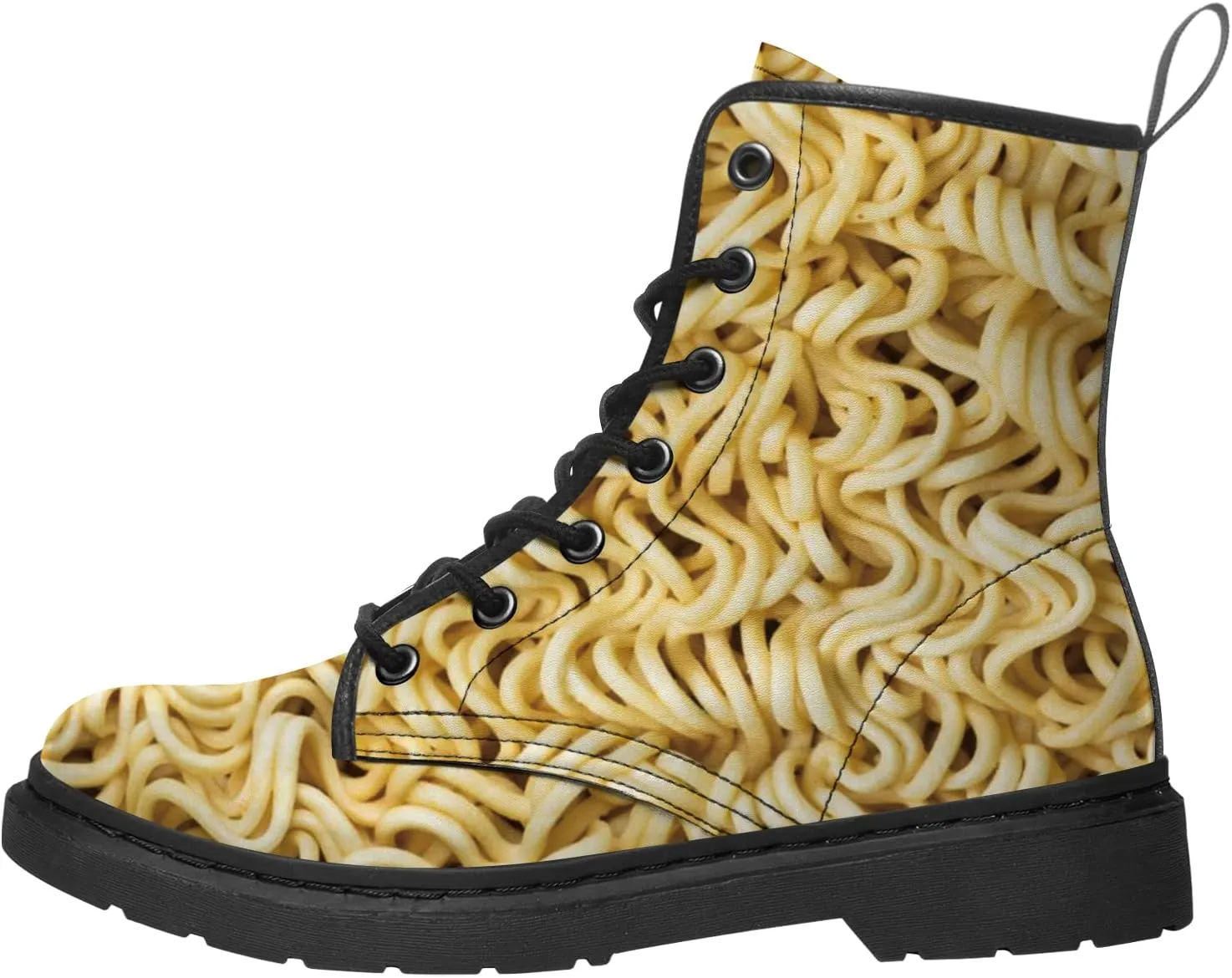 Noodle Boots Womens Mens Combat Boot Ankle Booties Instant Ramen Noodle Print Winter Work Boots Gifts for Girls Boys,US Size 7.5 Men/9 Women