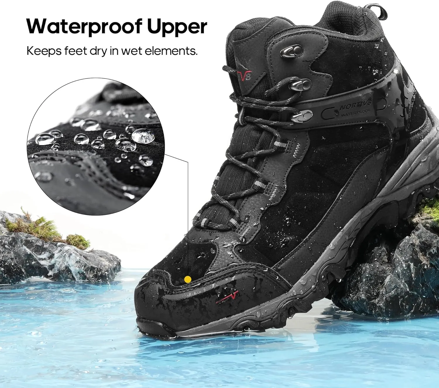 NORTIV 8 Men's Waterproof Hiking Boots Outdoor Mid Trekking Lightweight Mountaineering Shoes Paladin