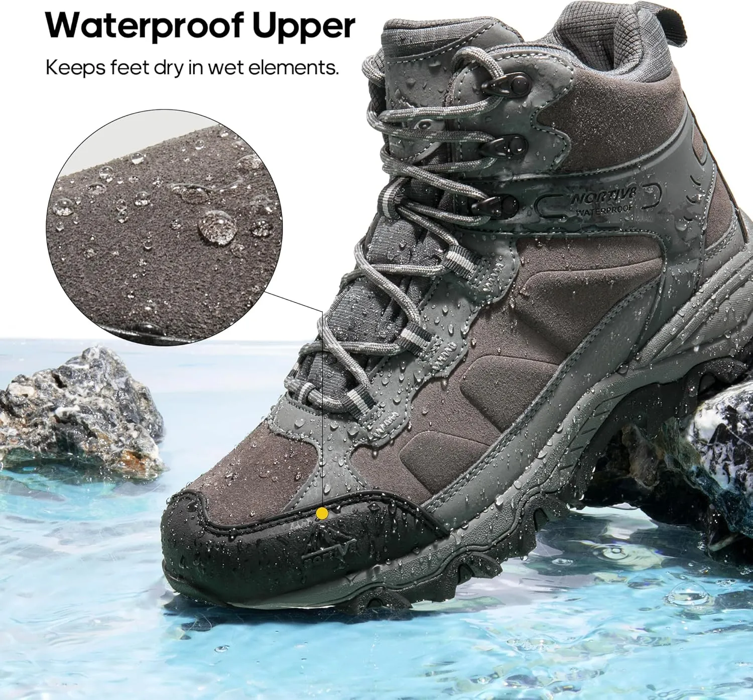 NORTIV 8 Men's Waterproof Hiking Boots Outdoor Mid Trekking Lightweight Mountaineering Shoes Paladin