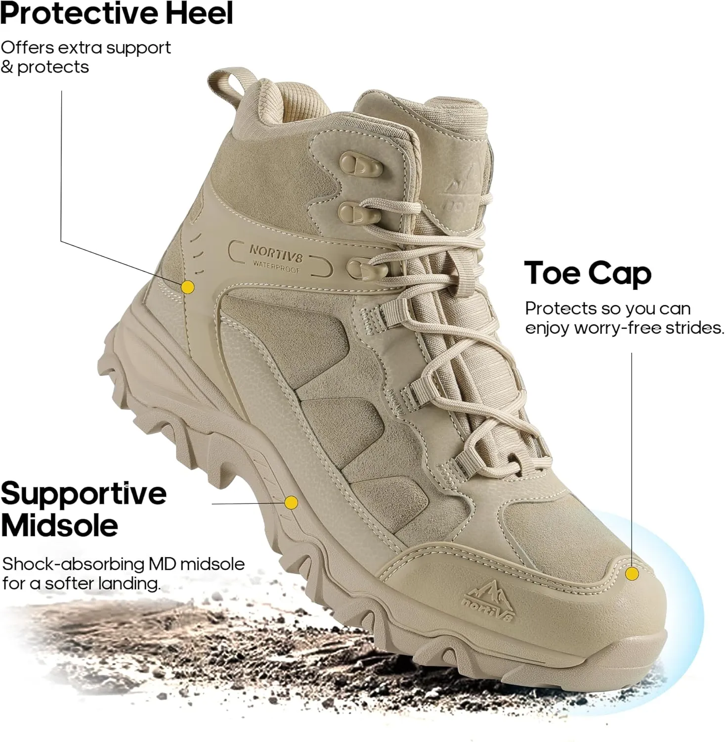 NORTIV 8 Men's Waterproof Hiking Boots Outdoor Mid Trekking Lightweight Mountaineering Shoes Paladin