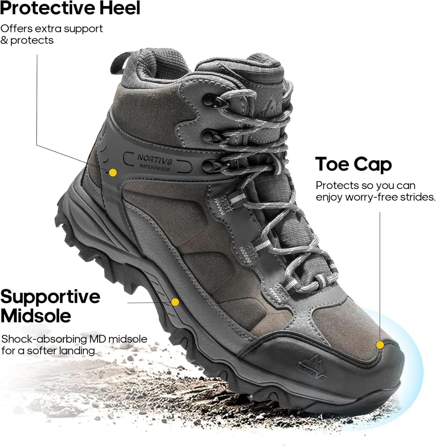 NORTIV 8 Men's Waterproof Hiking Boots Outdoor Mid Trekking Lightweight Mountaineering Shoes Paladin