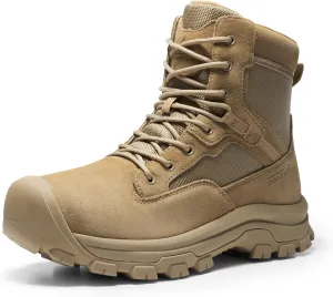 NORTIV 8 Men's Waterproof Work Military Tactical Boots Rubber Toe Leather Outdoor Hiking Motorcycle Combat Boots
