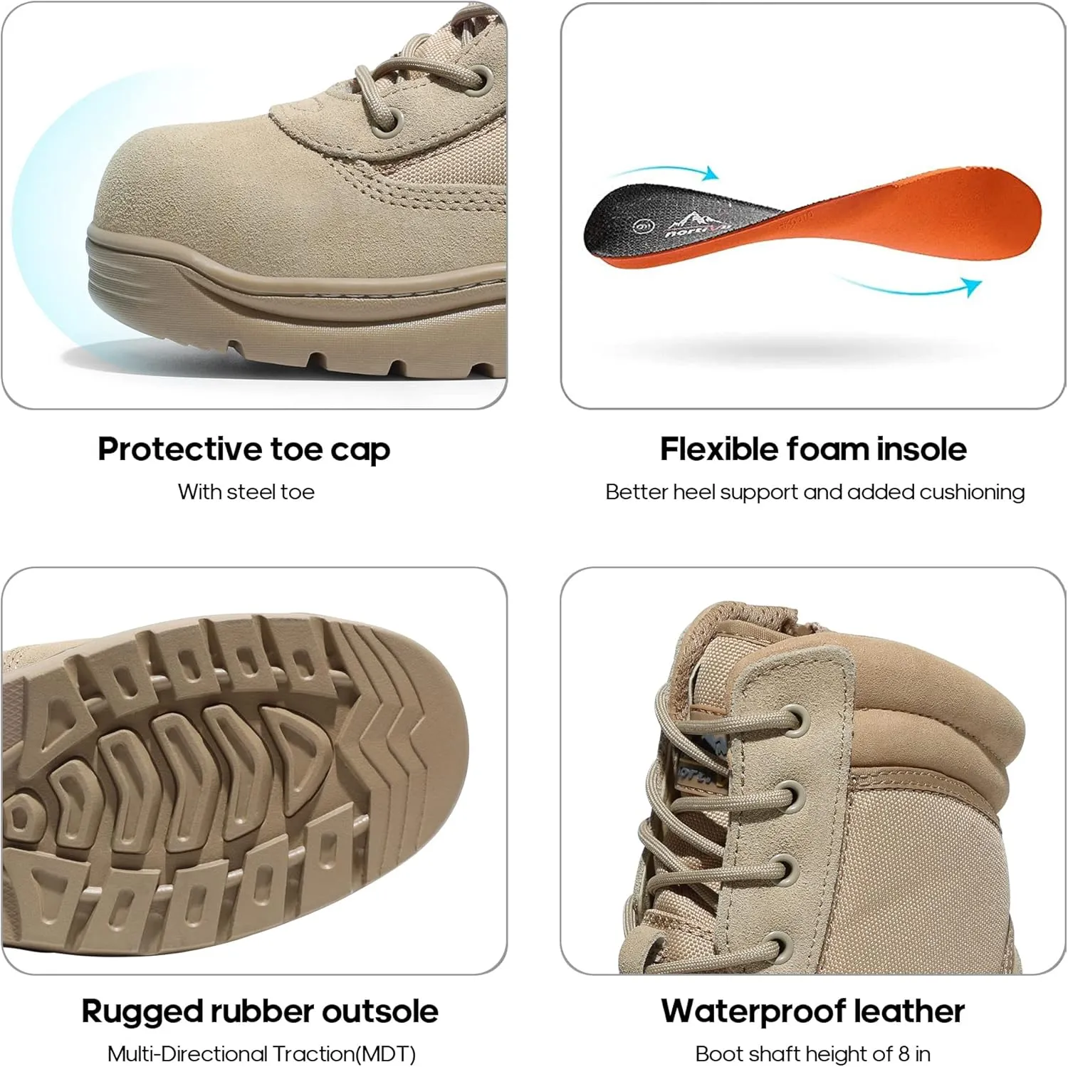 NORTIV 8 Steel Toe Boots for Men Safety Industrial & Construction Military Work Boots Slip Resistant ASTM F2413-18, TROOPER-STL