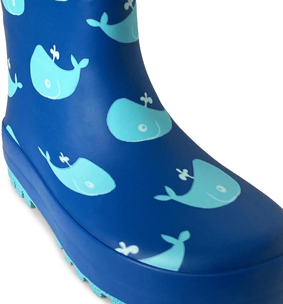 NORTY Rubber Rain Boots for Kids - Waterproof Rubber Boots Boys and Girls Solid & Printed Rainboots for Toddlers and Kids