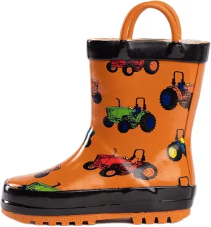 NORTY Rubber Rain Boots for Kids - Waterproof Rubber Boots Boys and Girls Solid & Printed Rainboots for Toddlers and Kids