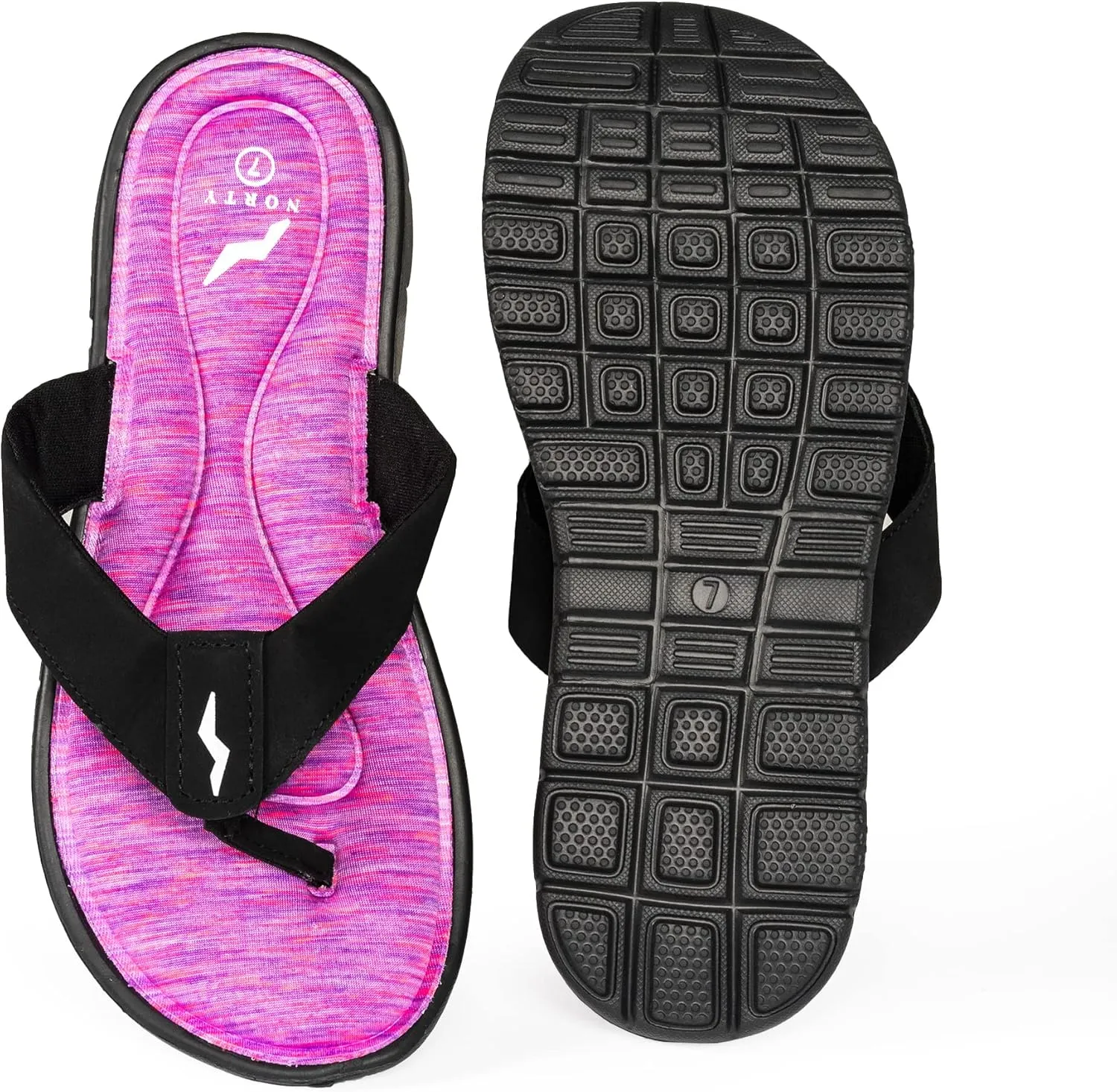 NORTY - Womens Memory Foam Footbed Sandals - Beach, Pool, Shower - Runs 1 Size Small