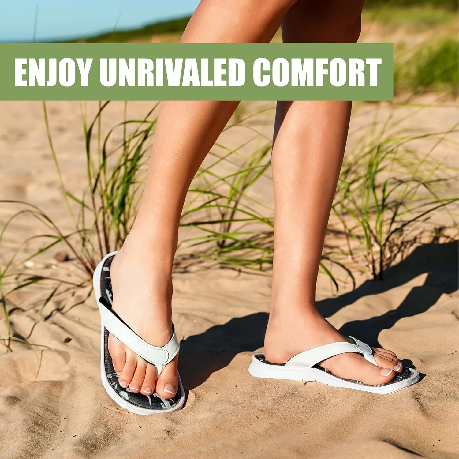 NORTY - Womens Memory Foam Footbed Sandals - Beach, Pool, Shower - Runs 1 Size Small
