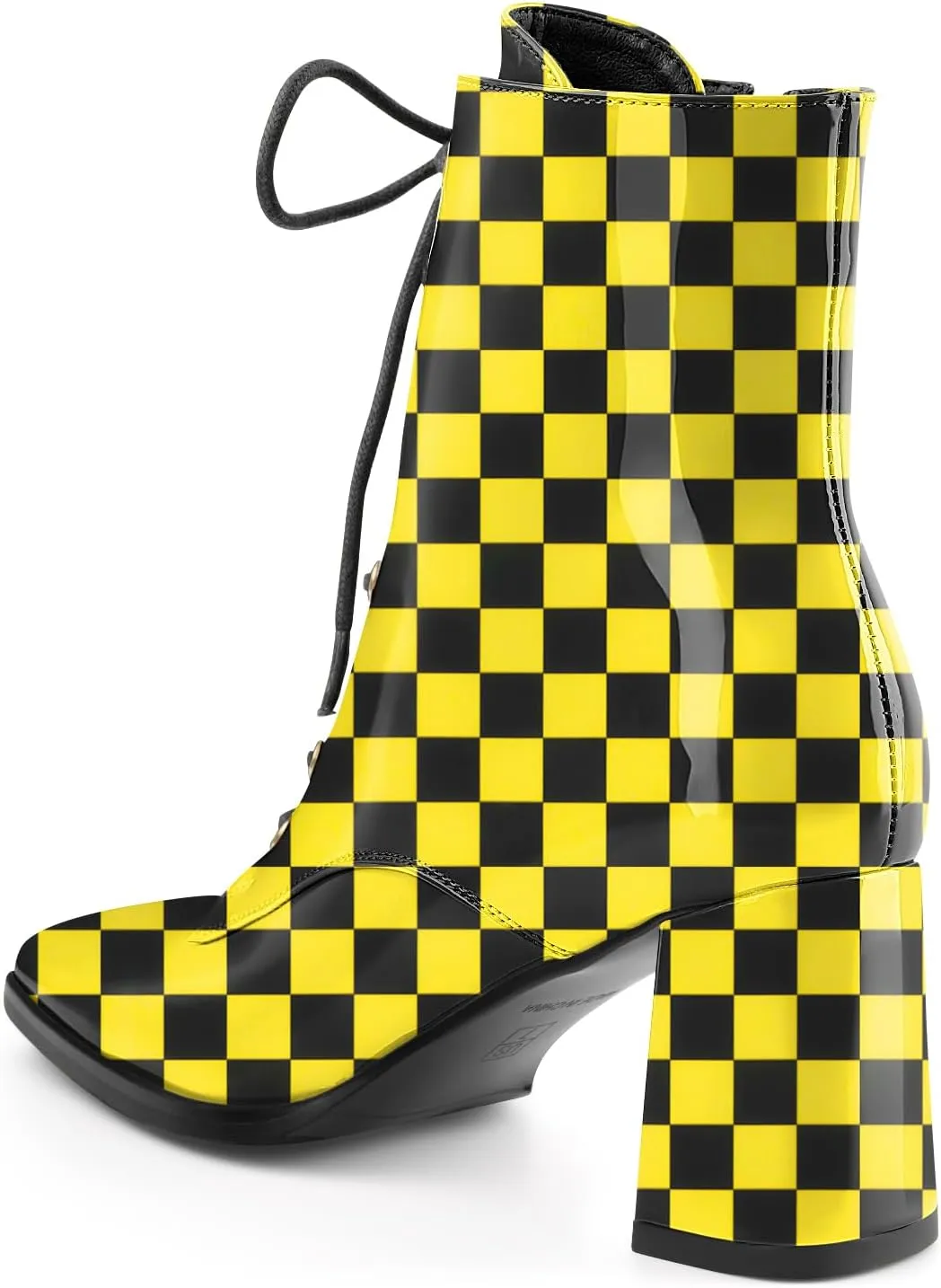 Oh Mispares Women's Chunky Heel Ankle Boots Square Toe Lace-up Chunky Block Heeled Side Zipper Short Booties Comfortable Walking Boot Shoes