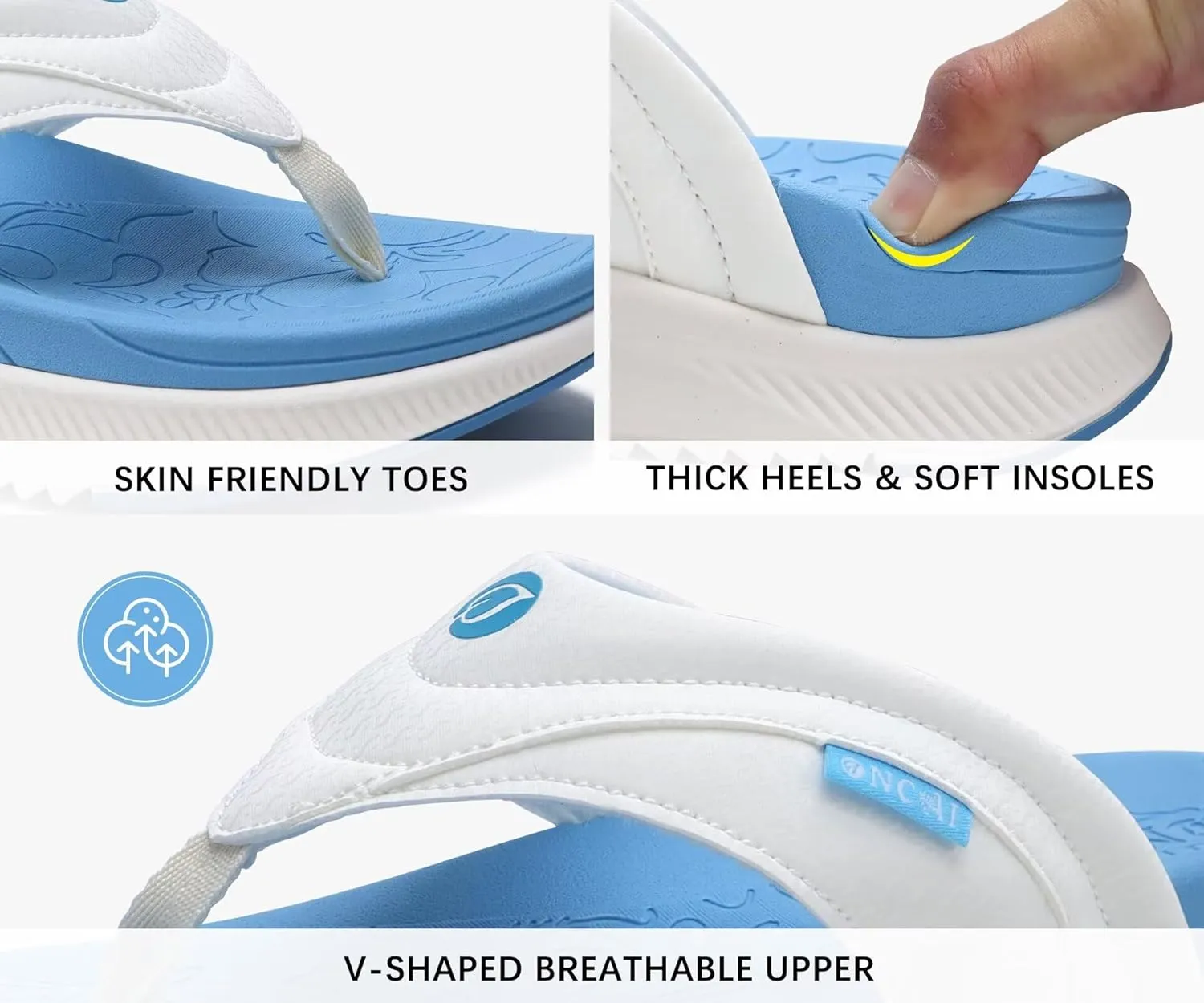 ONCAI Women's Orthotic Cushion Flip Flops Recovery Walking Sandals for Women with Arch Support Summer Comfortable Slip On Flip Flops for Womans Size 6-12