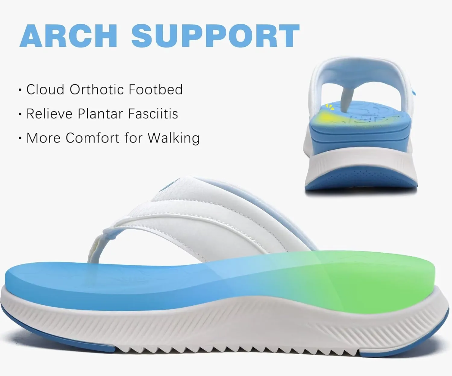 ONCAI Women's Orthotic Cushion Flip Flops Recovery Walking Sandals for Women with Arch Support Summer Comfortable Slip On Flip Flops for Womans Size 6-12