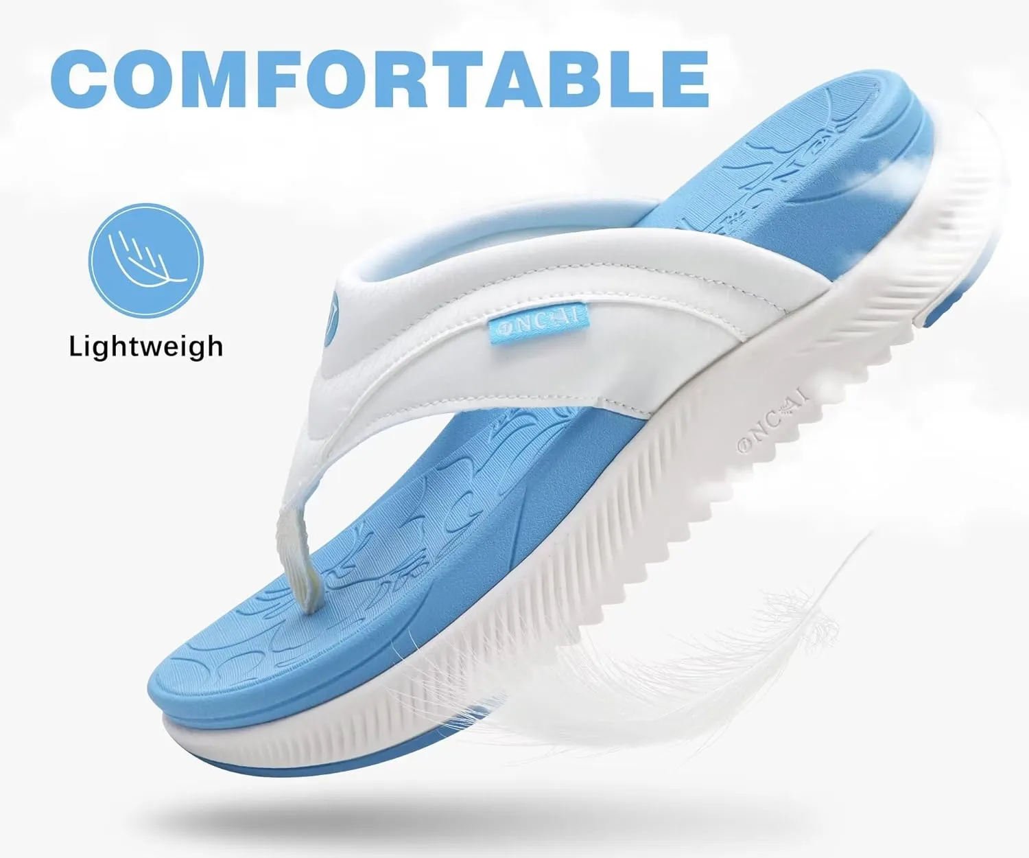 ONCAI Women's Orthotic Cushion Flip Flops Recovery Walking Sandals for Women with Arch Support Summer Comfortable Slip On Flip Flops for Womans Size 6-12