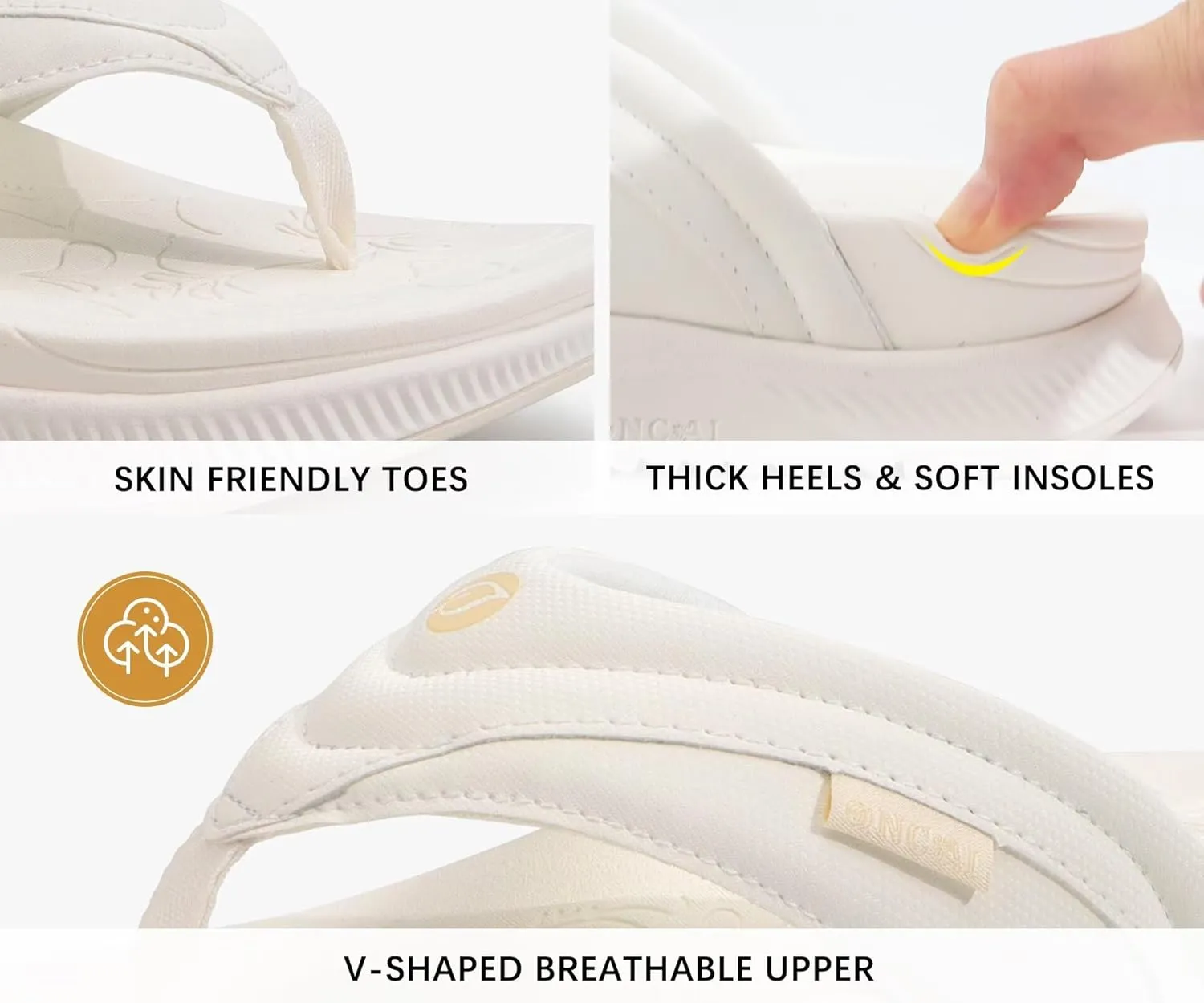 ONCAI Women's Orthotic Cushion Flip Flops Recovery Walking Sandals for Women with Arch Support Summer Comfortable Slip On Flip Flops for Womans Size 6-12