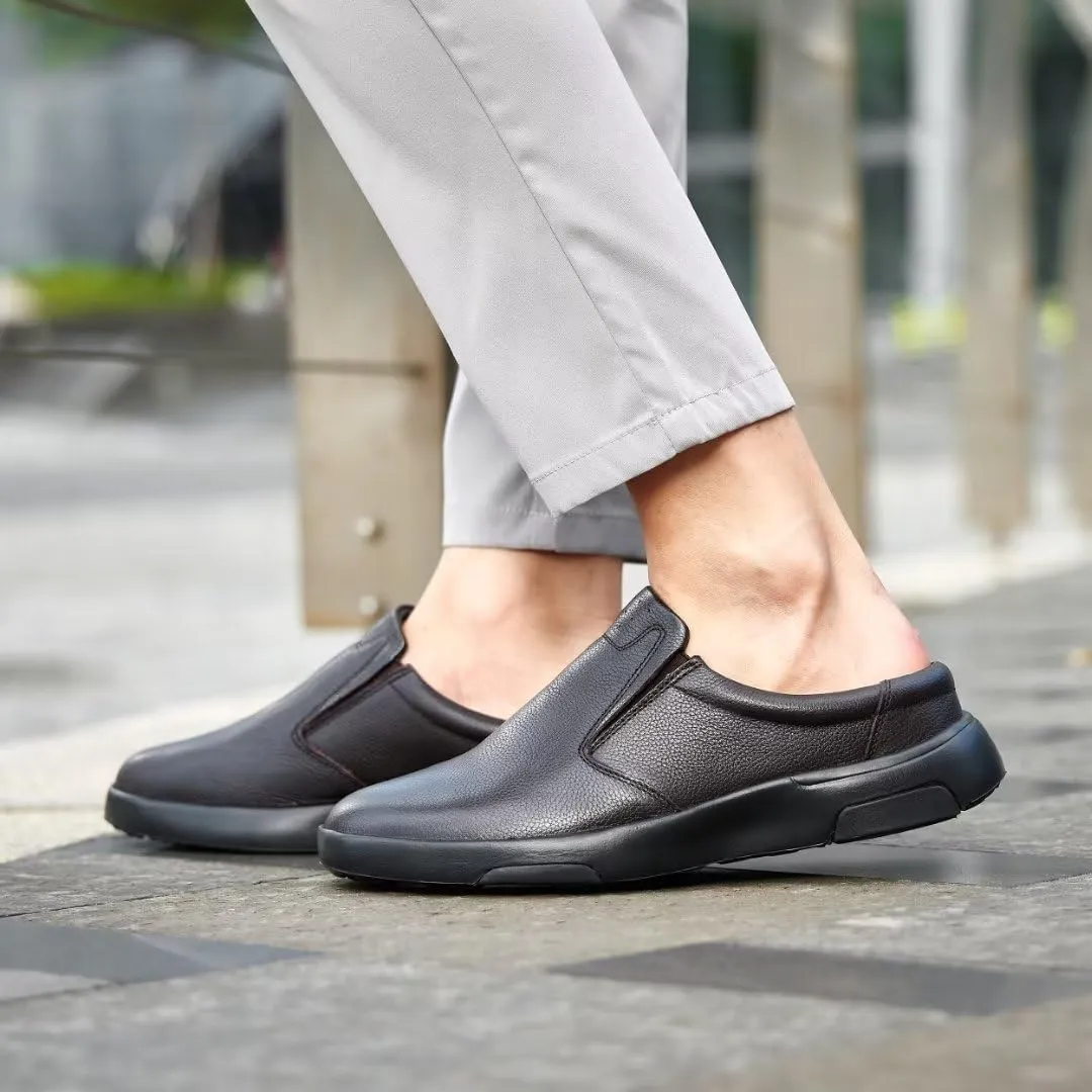 OrthoComfoot Men's Orthopedic Leather Dress Walking Shoes: Comfortable Plantar Fasciitis Loafers with Arch Support for Flat Feet, Casual Business Orthotic Slip-On for Foot and Heel Pain Relief