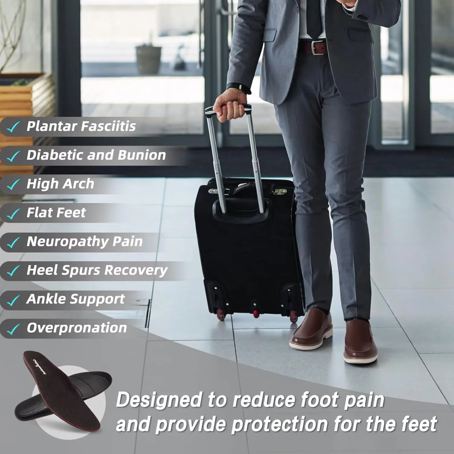 Orthopedic Business Leather Dress Shoes: Comfortable Arch Support Plantar Fasciitis Formal Tuxedo Oxford for Mens, Casual Classic Modern Wingtip Slip On Loafers for Foot and Heel Pain Relief