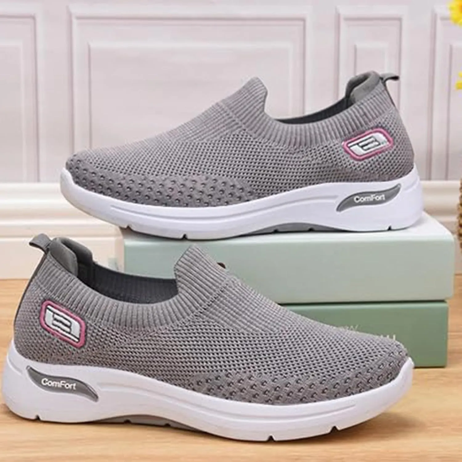 Orthopedic Sneakers for Women Lightweight Breathable Non Slip Walking Shoes with Arch Support Summer Comfortable Platform Chunky Cushioned Sport Sneaker