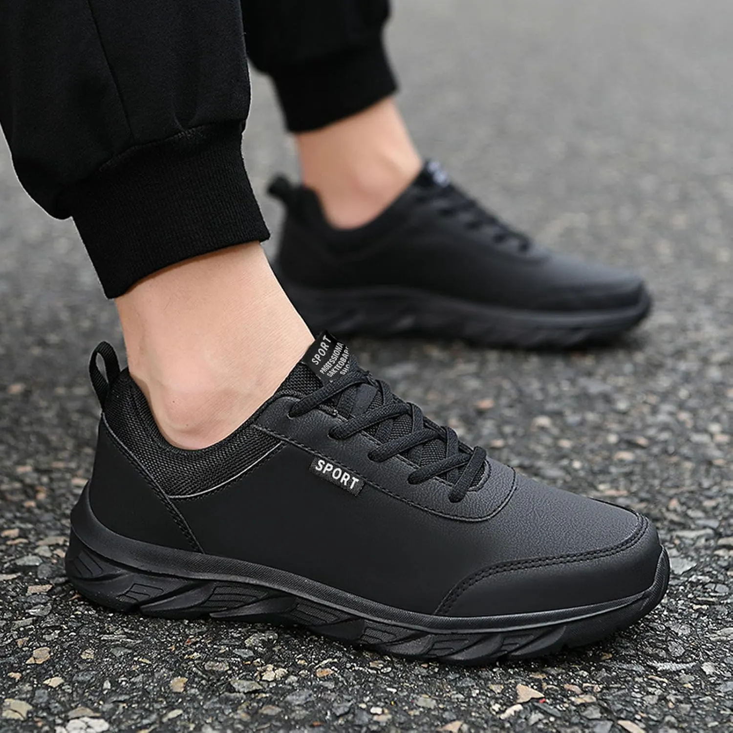 Outdoor Men Mountaineering Casual Sport Shoes Lace Up Solid Color Running Breathable Soft Bottom Shoes round Sneaker Laces for Men, 8.5