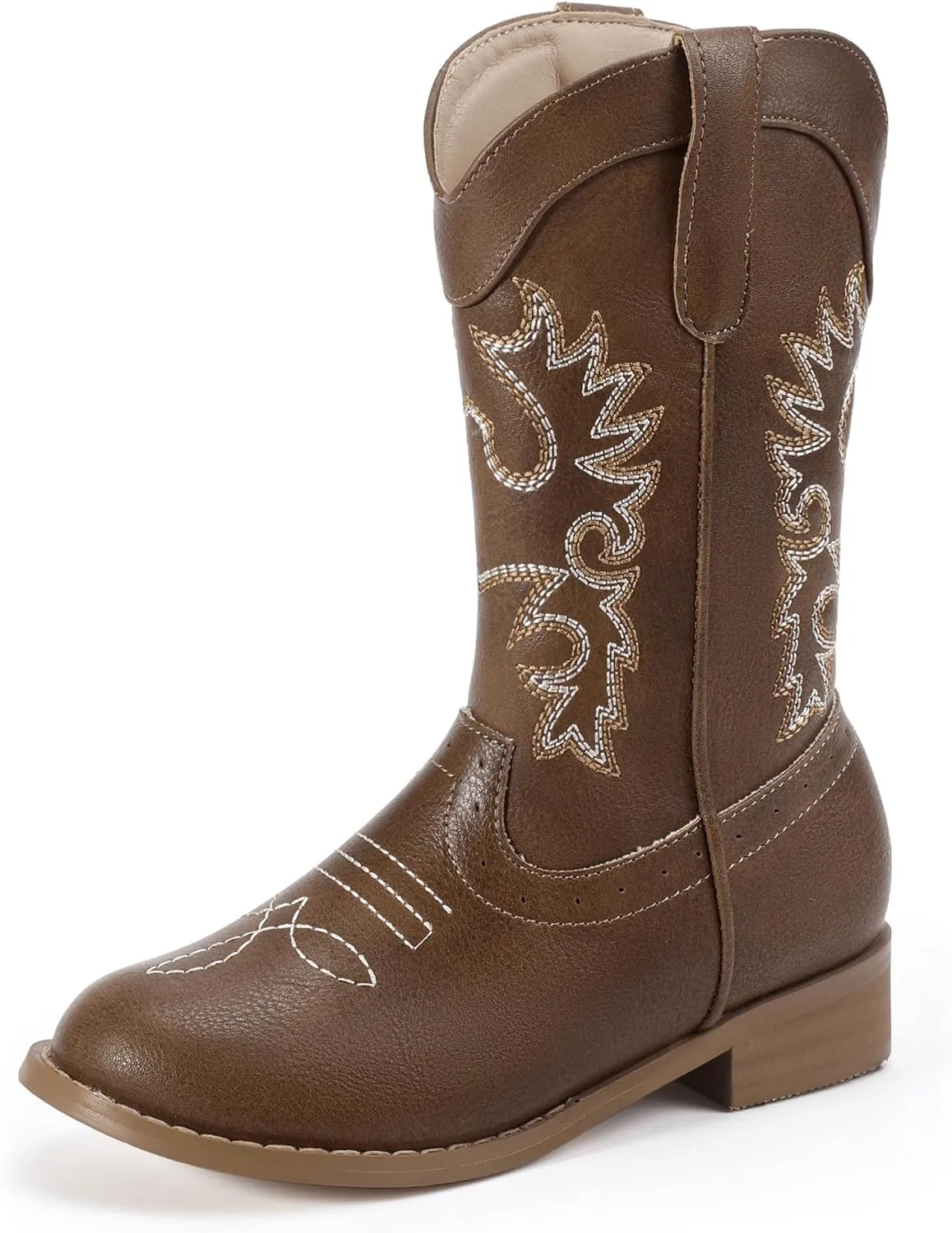 PANDANINJIA Girls Cowboy Boots for Boys Kids Toddler Western Cowgirl Boots Round Toe Mid Calf Riding Shoes Booties