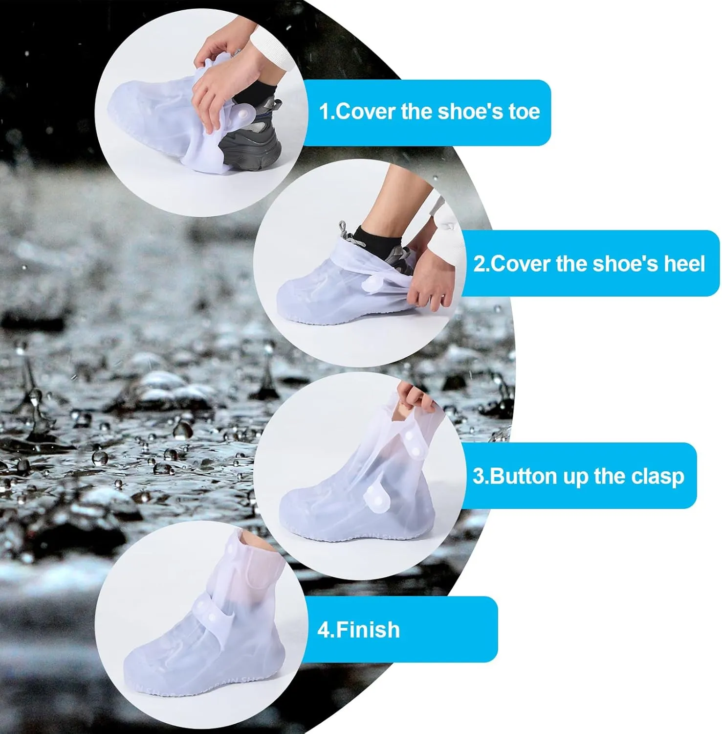 PATIKIL XXXL Waterproof Silicone Shoe Cover, 1 Pair Reusable Non-Slip Overshoes Rain Galoshes Snow Boot Protector for Men and Women Rainy Outdoor, Black