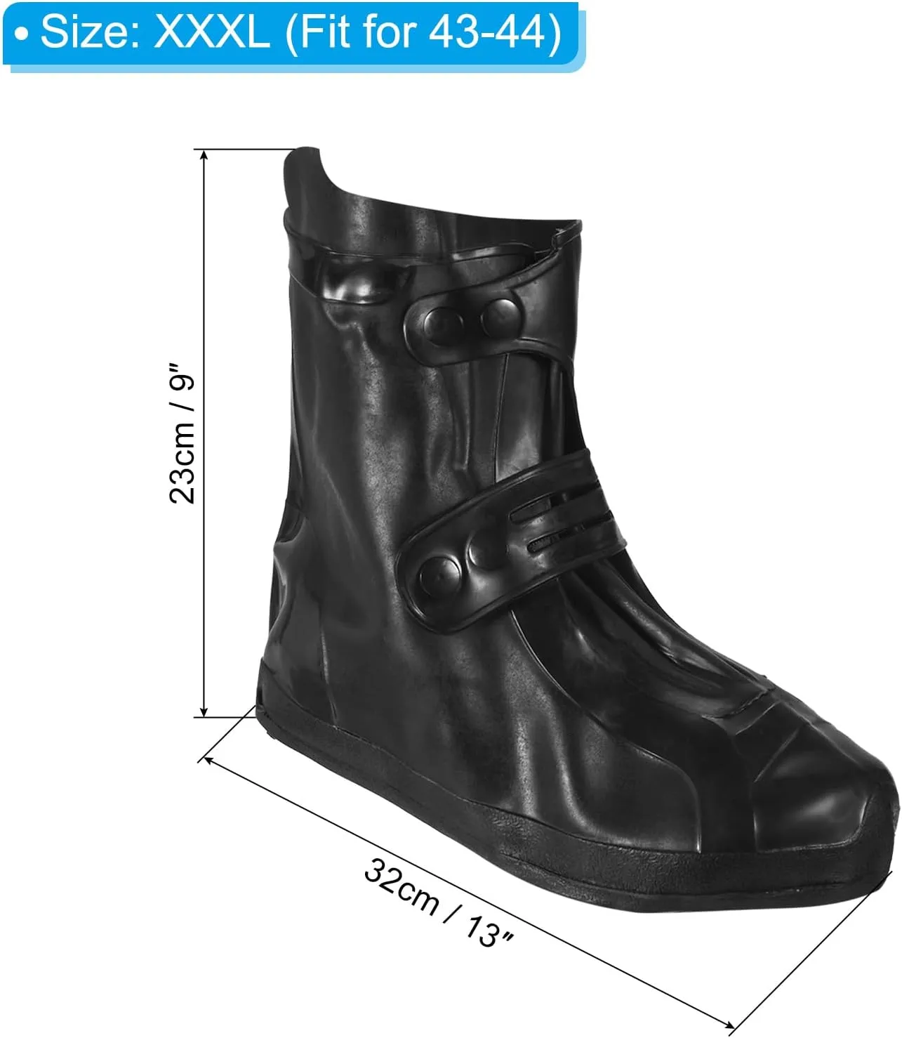 PATIKIL XXXL Waterproof Silicone Shoe Cover, 1 Pair Reusable Non-Slip Overshoes Rain Galoshes Snow Boot Protector for Men and Women Rainy Outdoor, Black