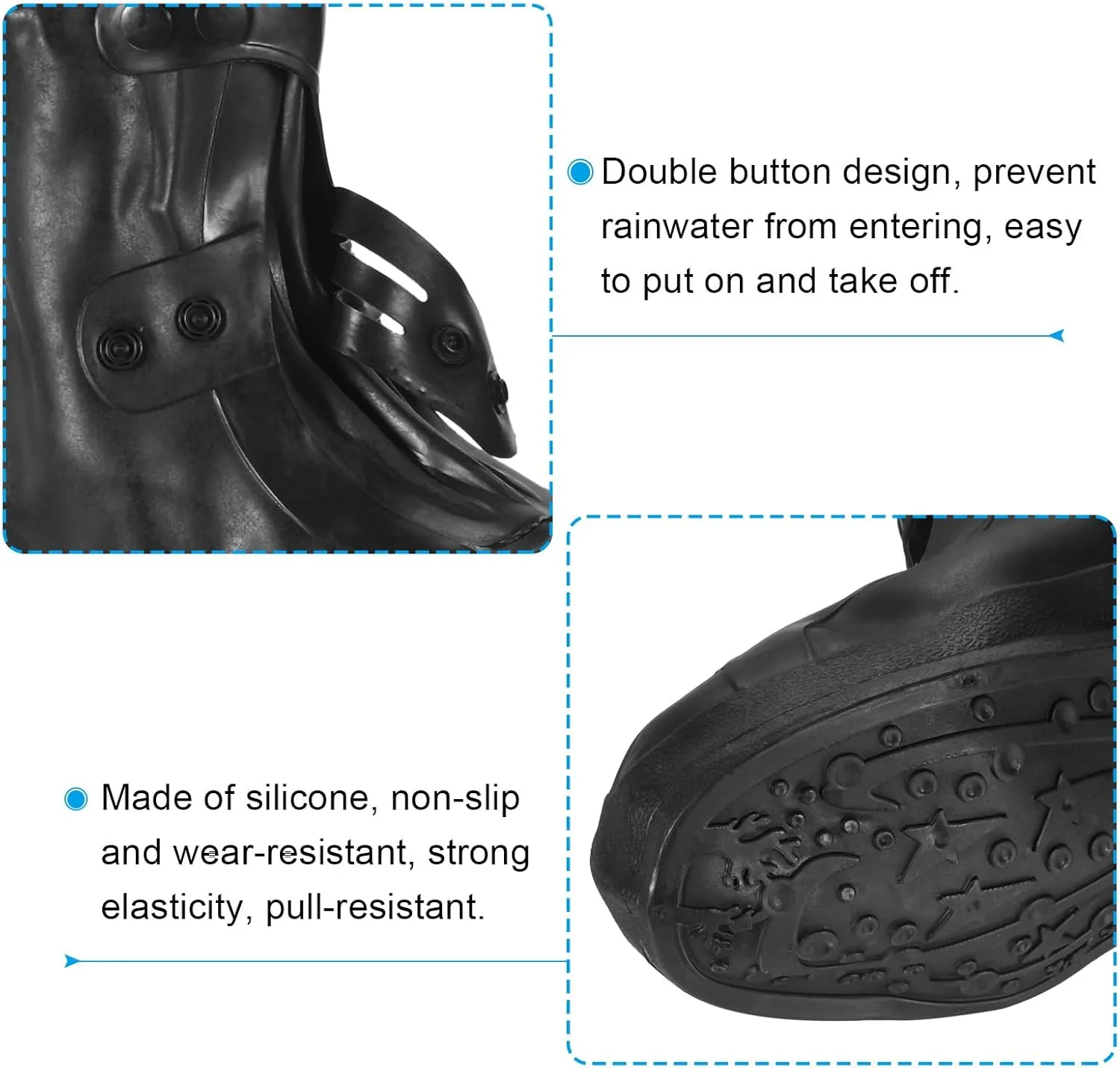 PATIKIL XXXL Waterproof Silicone Shoe Cover, 1 Pair Reusable Non-Slip Overshoes Rain Galoshes Snow Boot Protector for Men and Women Rainy Outdoor, Black