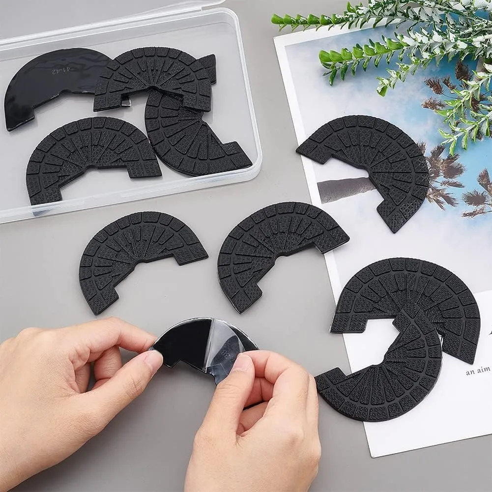 PH PandaHall 5 Pairs Shoes Heel Protector, 5 Sizes Black Non-Skid Rubber Shoes Pad Grip Self-Adhesive Sole Drag Pad Repair Plates Noise Reduction Shoe Grips for Men and Women Sneakers Slippers