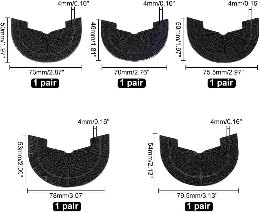PH PandaHall 5 Pairs Shoes Heel Protector, 5 Sizes Black Non-Skid Rubber Shoes Pad Grip Self-Adhesive Sole Drag Pad Repair Plates Noise Reduction Shoe Grips for Men and Women Sneakers Slippers