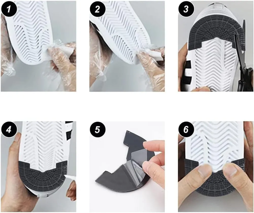 PH PandaHall 5 Pairs Shoes Heel Protector, 5 Sizes Black Non-Skid Rubber Shoes Pad Grip Self-Adhesive Sole Drag Pad Repair Plates Noise Reduction Shoe Grips for Men and Women Sneakers Slippers