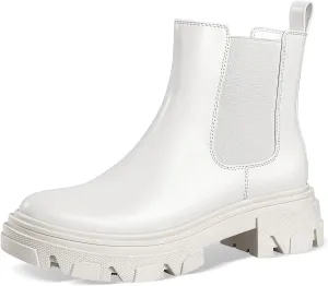 PIZZ ANNU Women's Dani Platform Chelsea Boots Fashion Lug Sole Combat Chunky Block Heel Slip on Elastic Gore Ankle Booties Shoes