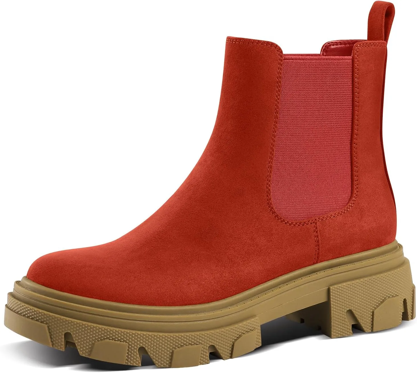 PIZZ ANNU Women's Dani Platform Chelsea Boots Fashion Lug Sole Combat Chunky Block Heel Slip on Elastic Gore Ankle Booties Shoes