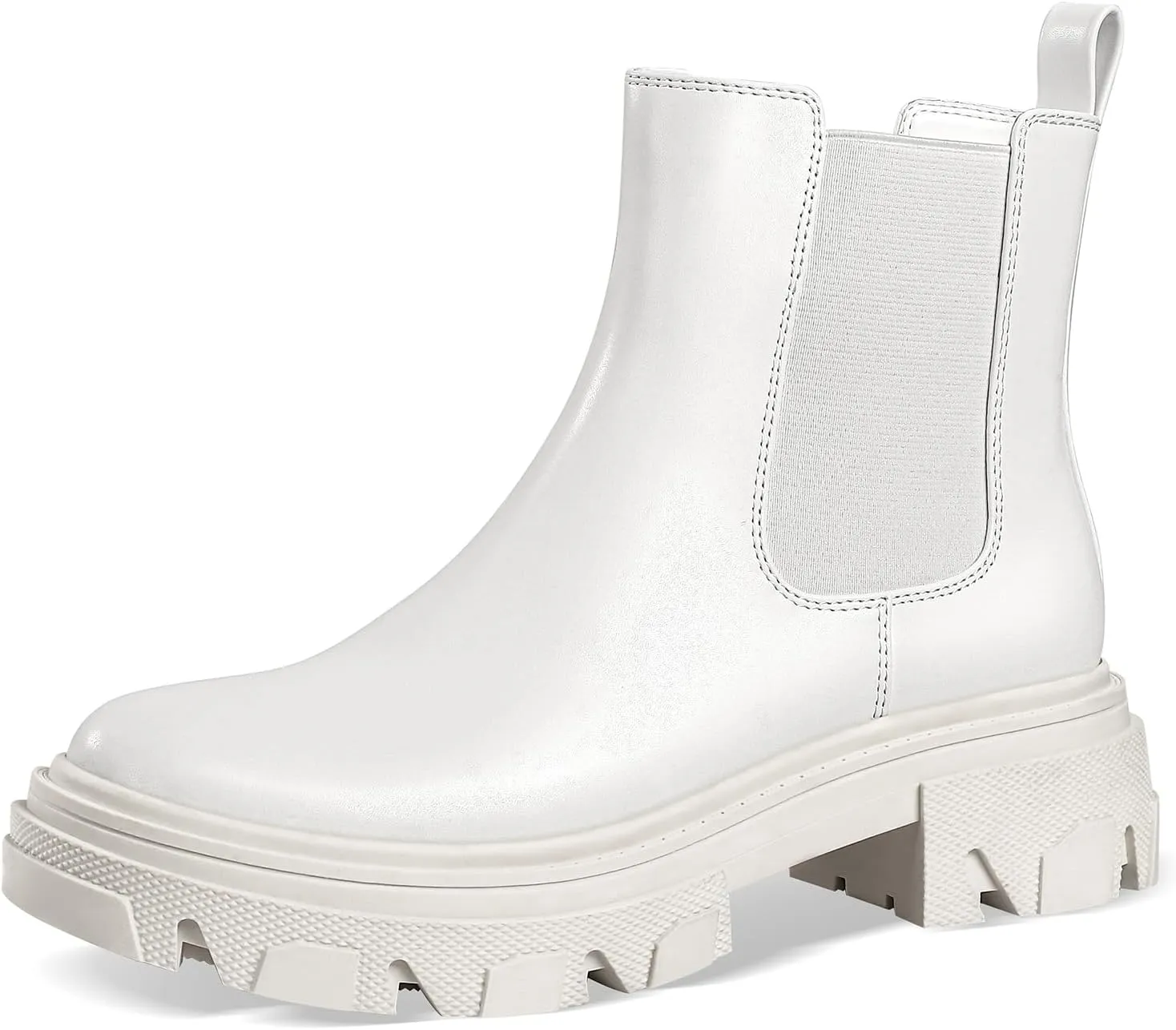 PIZZ ANNU Women's Dani Platform Chelsea Boots Fashion Lug Sole Combat Chunky Block Heel Slip on Elastic Gore Ankle Booties Shoes
