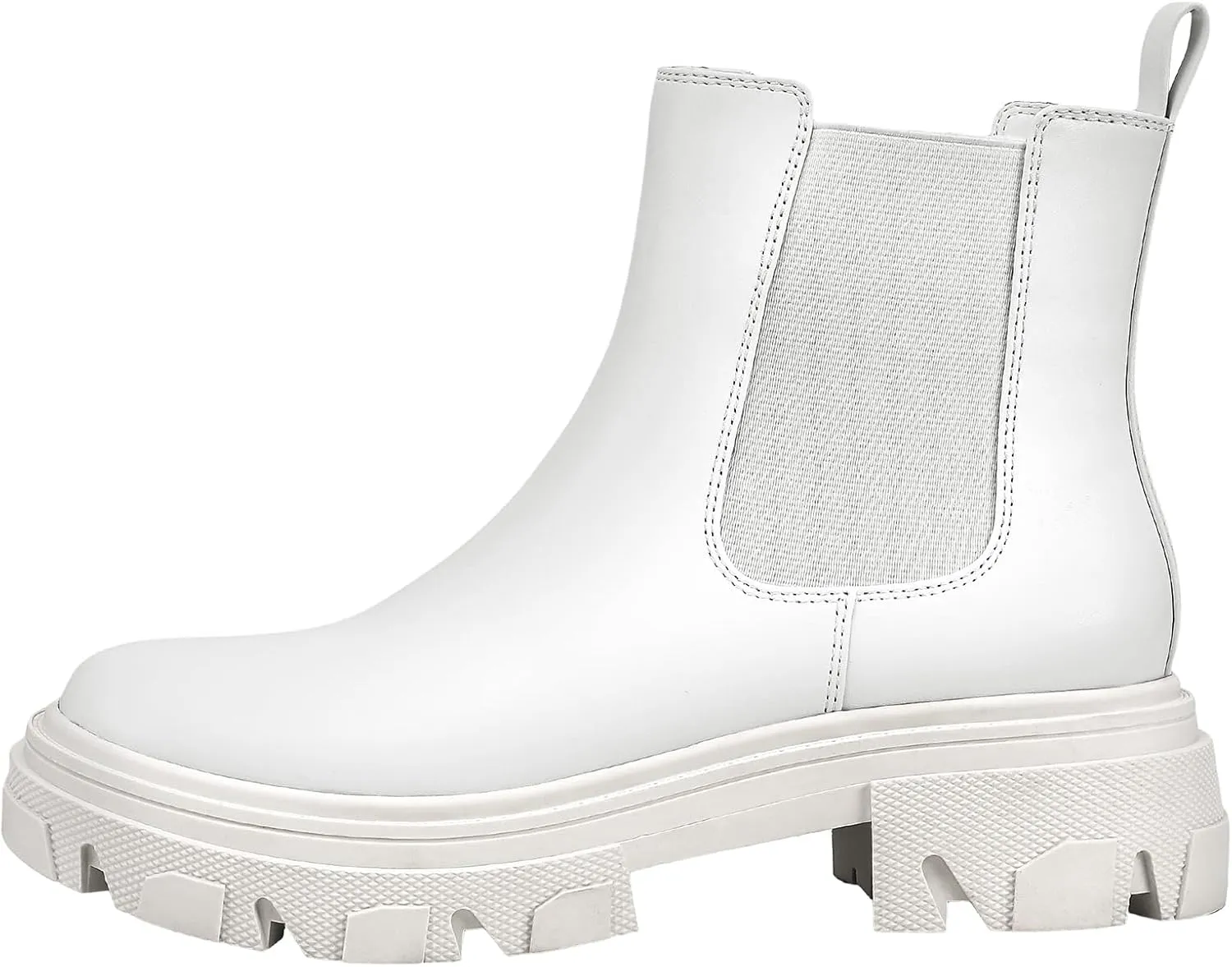 PIZZ ANNU Women's Dani Platform Chelsea Boots Fashion Lug Sole Combat Chunky Block Heel Slip on Elastic Gore Ankle Booties Shoes