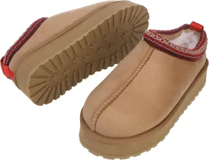 Platform Slippers, Mini Boots for Women Indoor Outdoor Anti-slip Slippers Womens Warm Fleece Lining Suede Leather Ankle Boots Slip On Hoese Shoes