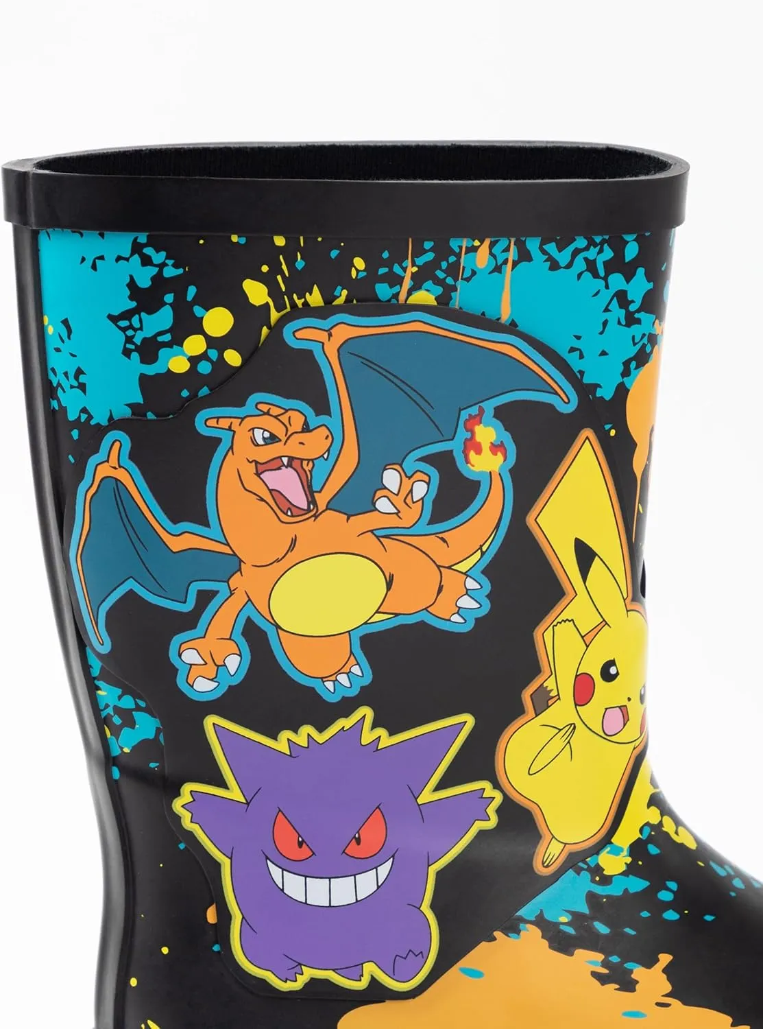 Pokemon Boys Wellington Boots | Kids Wellys with Pikachu, Gengar & Charizard Character Print in Black