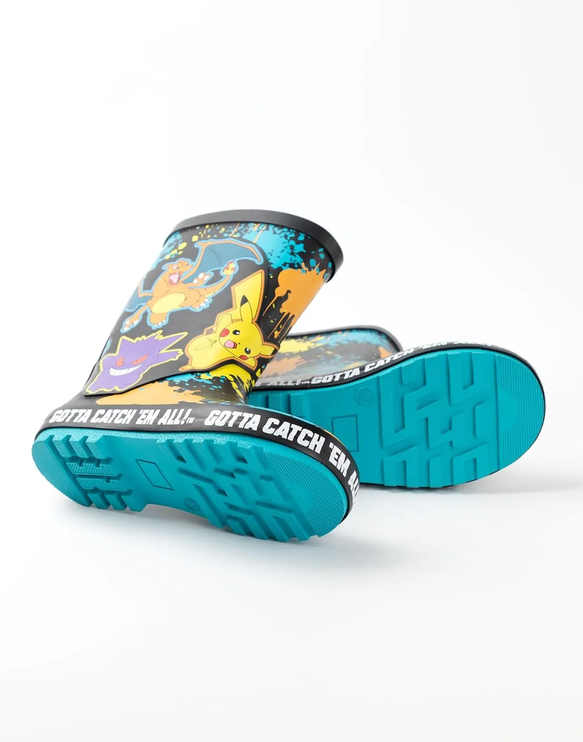Pokemon Boys Wellington Boots | Kids Wellys with Pikachu, Gengar & Charizard Character Print in Black