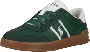 POLO RALPH LAUREN Heritage Court III T-Toe Junior DK Green/White M035 Sneaker, 3.5 US Unisex Big Kid