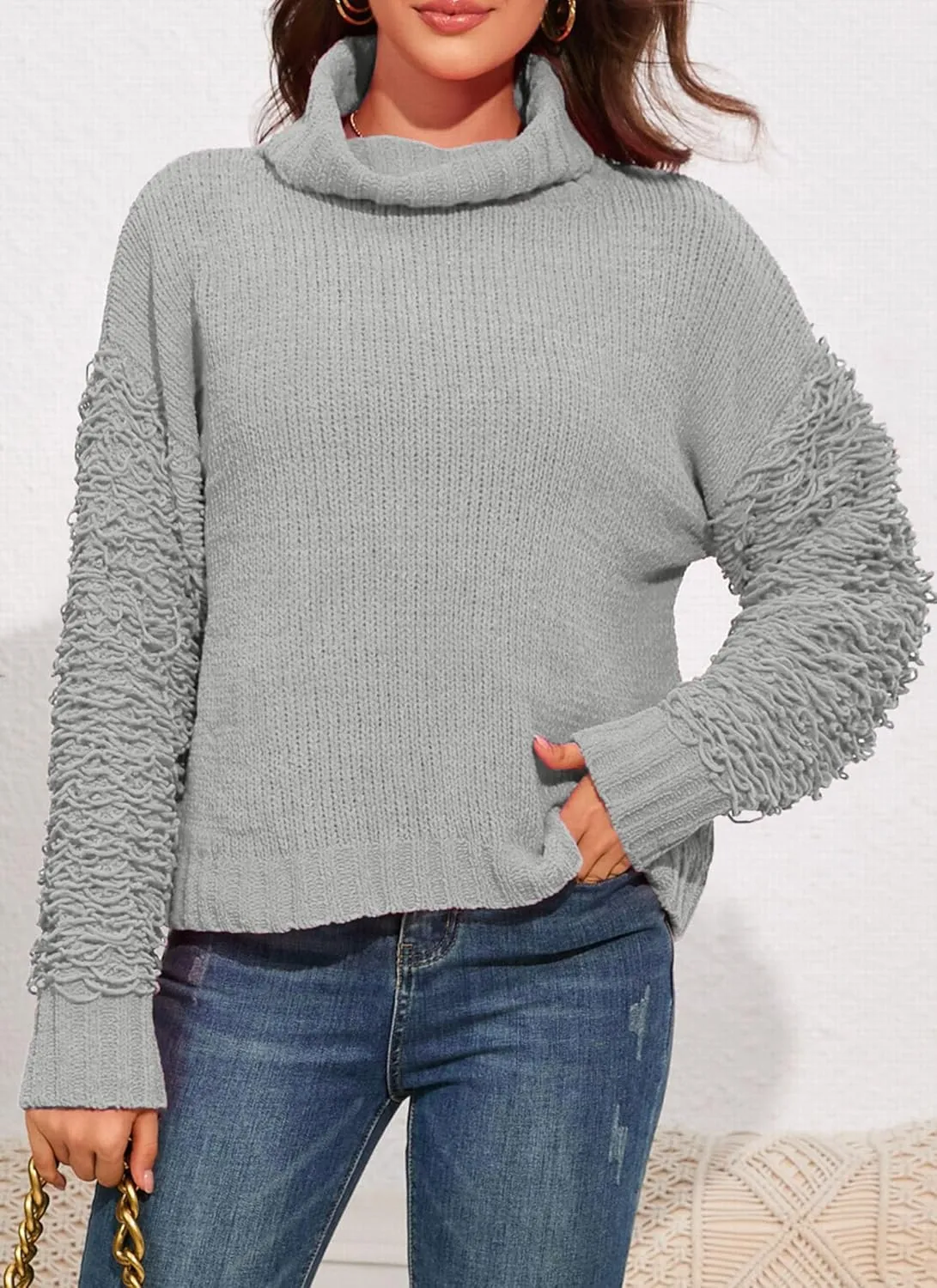 PRETTYGARDEN Womens Fall Turtleneck Sweaters Casual Long Sleeve Pullover Ribbed Knit Sweater Top Blouse