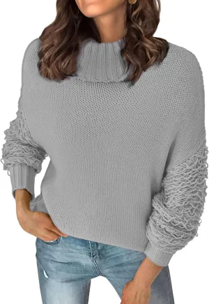 PRETTYGARDEN Womens Fall Turtleneck Sweaters Casual Long Sleeve Pullover Ribbed Knit Sweater Top Blouse