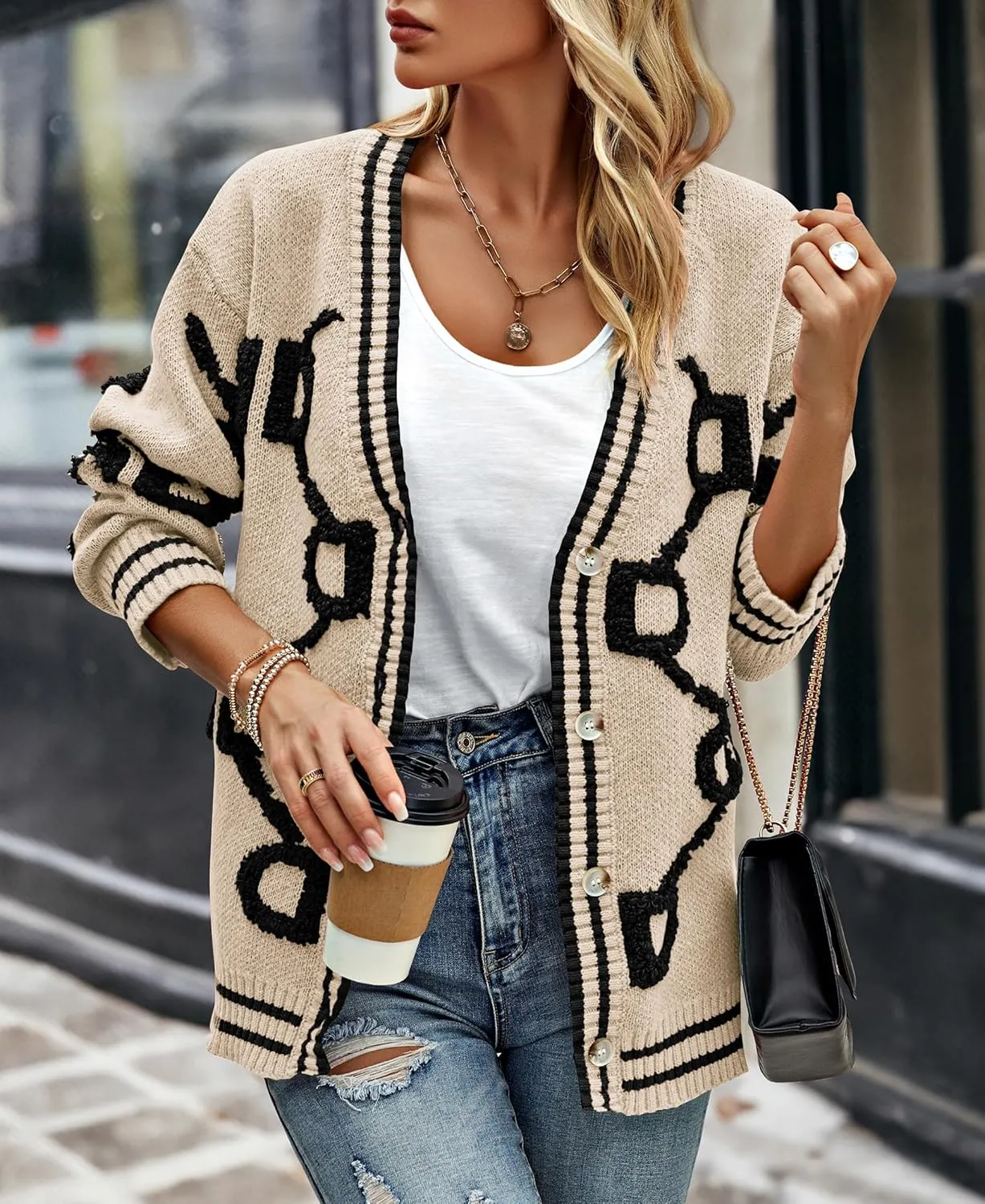 PRETTYGARDEN Women's Spring Fall Chunky Knit Cardigan Sweaters Casual Open Front Button Up Winter Coats Outerwear