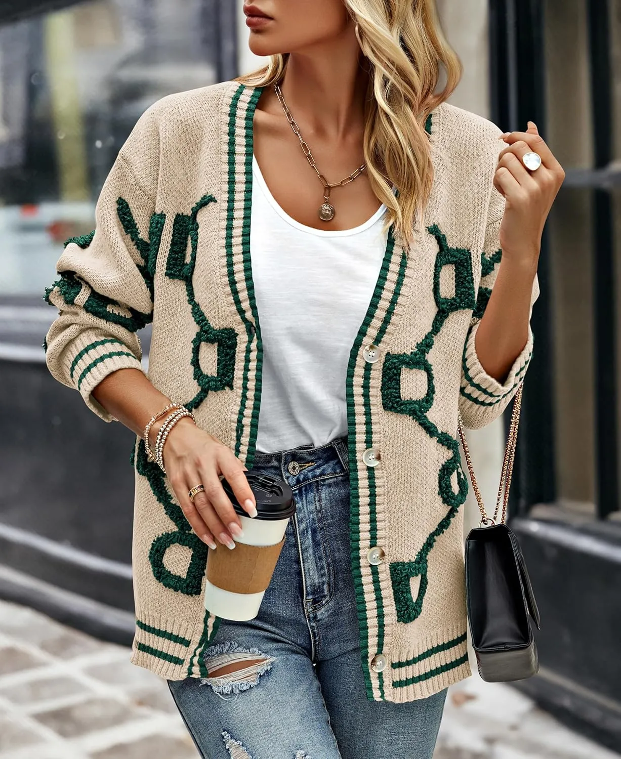 PRETTYGARDEN Women's Spring Fall Chunky Knit Cardigan Sweaters Casual Open Front Button Up Winter Coats Outerwear