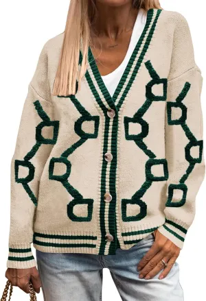 PRETTYGARDEN Women's Spring Fall Chunky Knit Cardigan Sweaters Casual Open Front Button Up Winter Coats Outerwear
