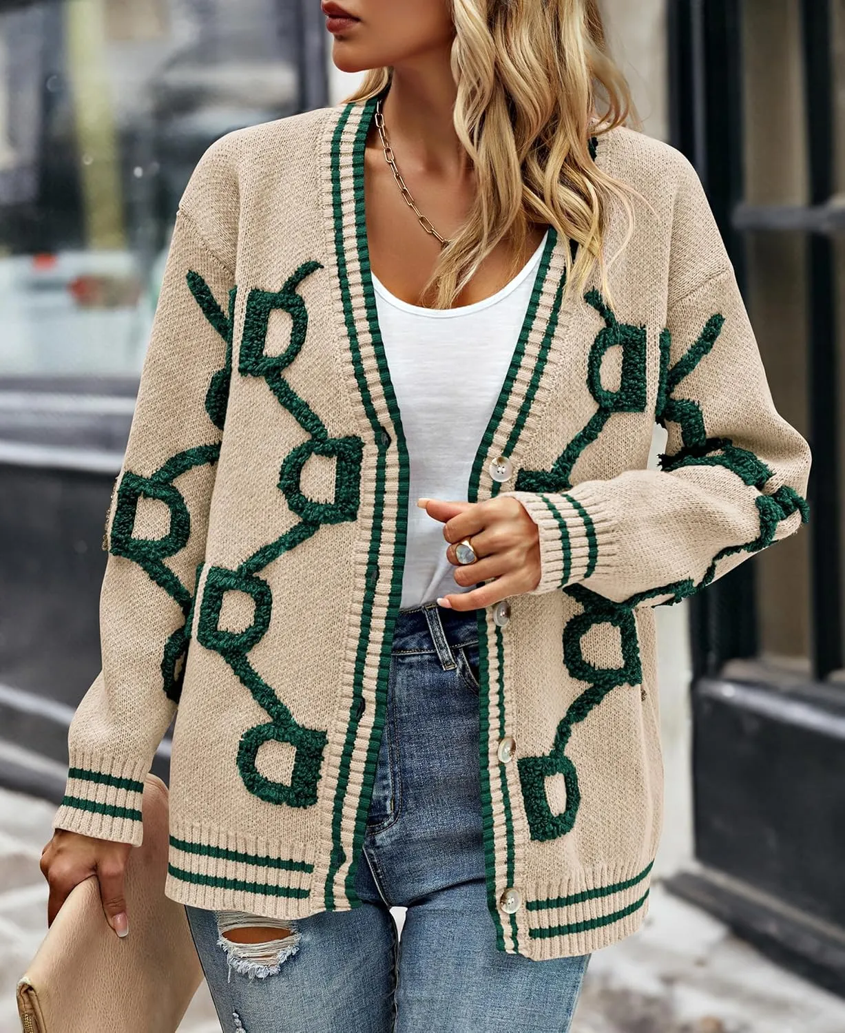 PRETTYGARDEN Women's Spring Fall Chunky Knit Cardigan Sweaters Casual Open Front Button Up Winter Coats Outerwear