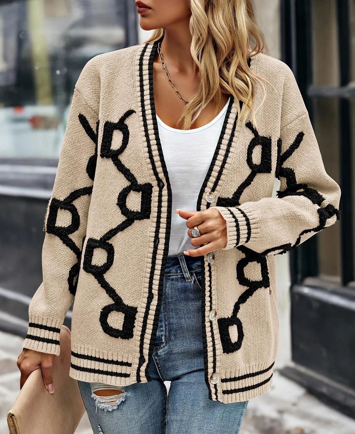 PRETTYGARDEN Women's Spring Fall Chunky Knit Cardigan Sweaters Casual Open Front Button Up Winter Coats Outerwear