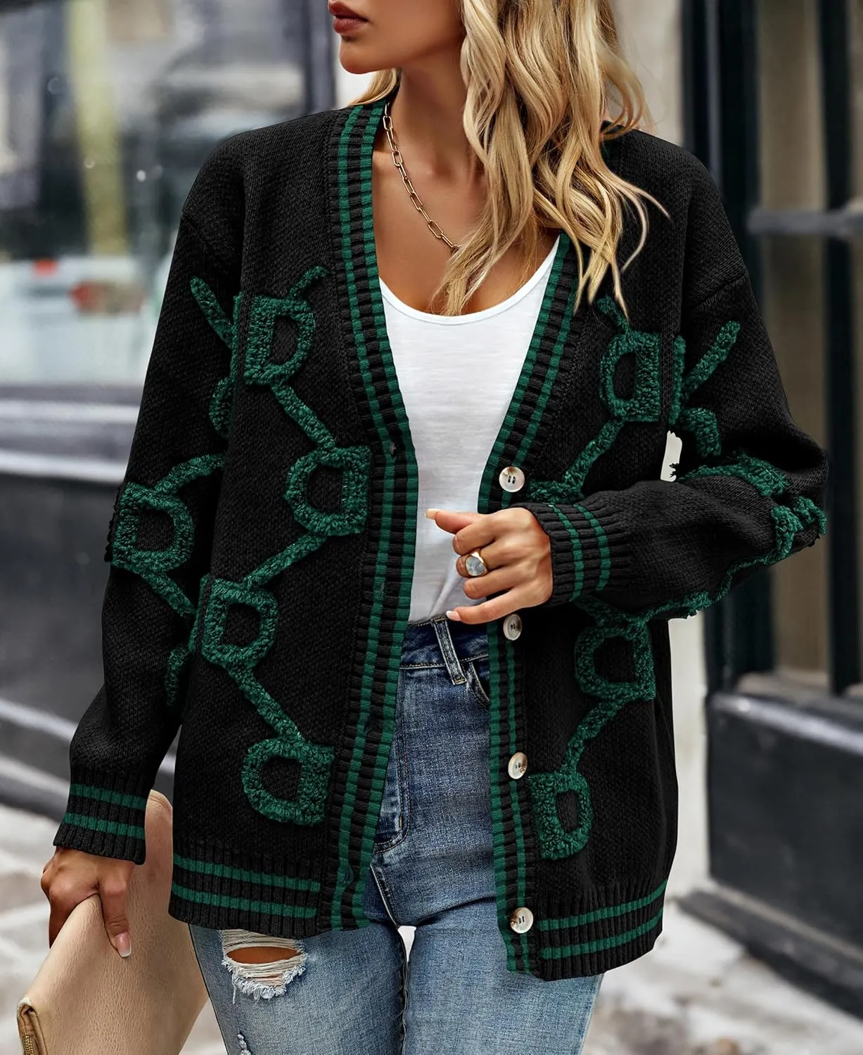 PRETTYGARDEN Women's Spring Fall Chunky Knit Cardigan Sweaters Casual Open Front Button Up Winter Coats Outerwear